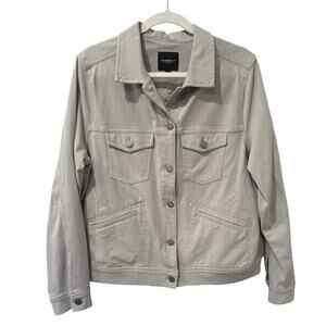 Liverpool Perrie Powerflex Light Denim Moto Trucker Jacket Large Casual Gray